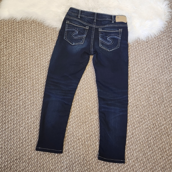Silver Jeans Suki Mid Slim Jean Dark Wash Short Petite Stretchy Basic Denim - Picture 3 of 12